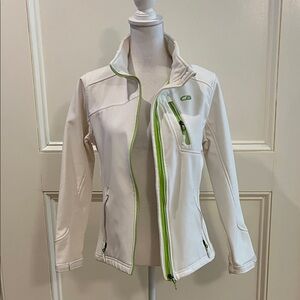 CB Women's Utility Jacket in Cream with Green Details